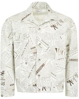 Engineered Garments Newspaper-Print Type 5 Denim Jacket - White