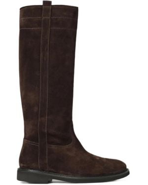 Anna F. Suede Knee-High Boots - Black