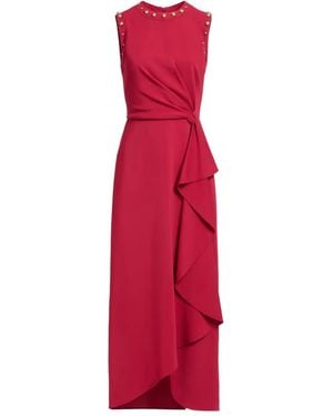 Elie Saab Stud-Embellished Midi Dress - Red