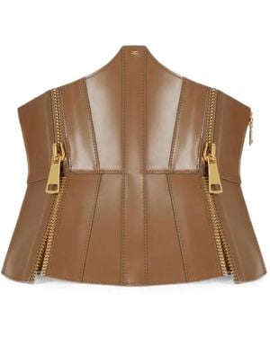 Elisabetta Franchi Bustier Belt With Zip - Brown