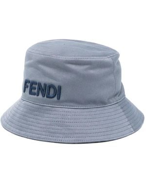 Fendi Logo-Embroidered Bucket Hat - Blue