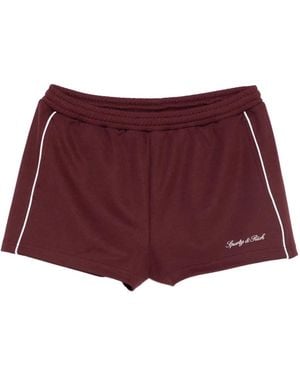 Sporty & Rich Logo-Embroidered Track Shorts - Purple