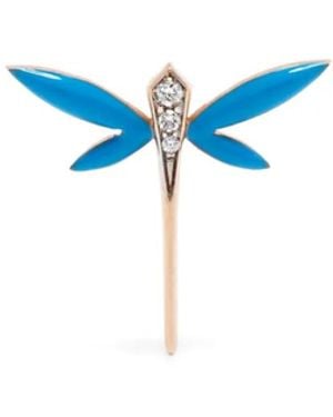 Anapsara 18Kt Dragonfly Gelbgoldohrstecker Mit Diamant - Blau