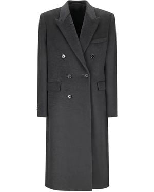 Lardini Double-Breasted Wool Coat - Black