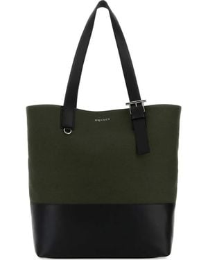 McQueen T-Bar Buckle Shoulder Bag - Black
