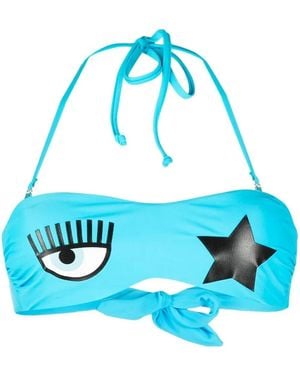 Chiara Ferragni Eye-Print Bandeau Bikini Top - Blue