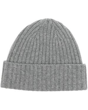 N.Peal Cashmere Chunky Ribbed Hat - Grey