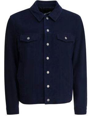 Altum Veste En Daim À Boutonnière - Bleu