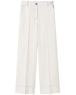 Twinset Floral-Embroidered Palazzo Pants - White
