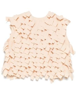 A.W.A.K.E. MODE Fringed Crop Top - Natural