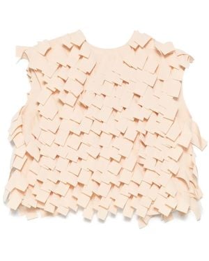 A.W.A.K.E. MODE Fringed Crop Top - Natural