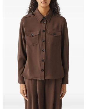Nenette Foa Button-Up Flap-Pocket Shirt - Brown