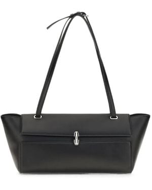 SAVETTE Bolso De Hombro Symmetry Trapeze De Piel - Negro