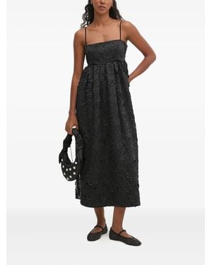 Stine Goya Rose-Embellished Midi Dress - Black