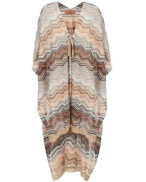 Missoni Robe Courte En Maille À Motif Zig-Zag Et À Sequins - Neutre