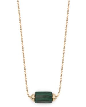 Luis Morais Collar en oro amarillo de 14 kt con malaquita - Blanco