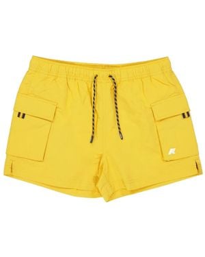K-Way Mellow Flap-Pocket Drawstring Swim Shorts - Yellow