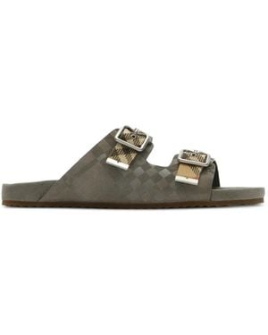 Burberry Check Suede Urchin Sandals - White