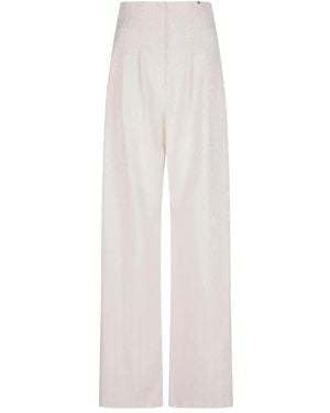 Nissa Striped High-Waisted Trousers - White