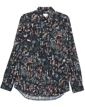 Paul Smith Animal-Print Long-Sleeved Shirt - Gray