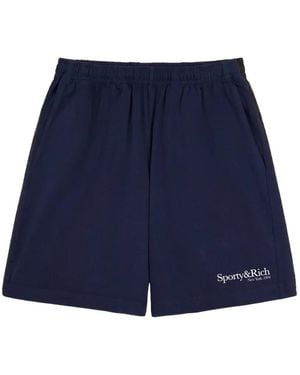 Sporty & Rich Logo-Print Gym Shorts - Blue