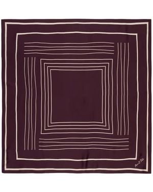 Marc O' Polo Geometric Stripe-Print Square Scarf - Purple