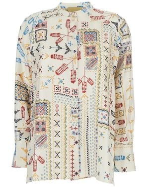 Momoní Buttoned Geometric-Print Shirt - White
