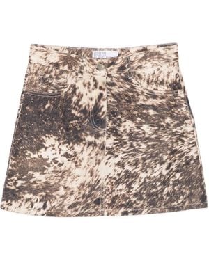 GIUSEPPE DI MORABITO Cow-Print Embellished Skirt - Natural