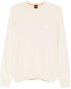 BOSS Logo-Patch Sweater - Natural