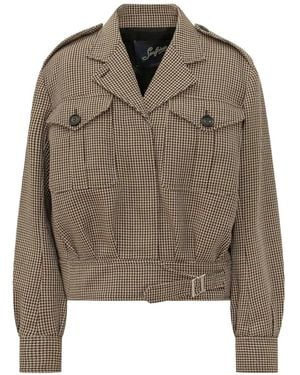 The Seafarer Houndstooth-Pattern Belted Jacket - Brown