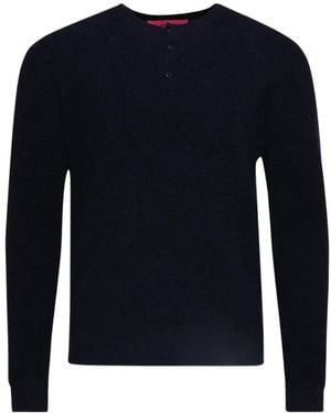 The Elder Statesman Ribbed Buttoned Sweater - Blue