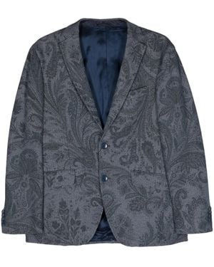 Etro Paisley-Jacquard Cotton Blazer - Blue