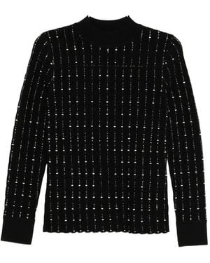 JOSEPH Striped Mock-neck Sweater - Black
