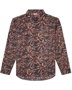 DIESEL Spider-Print Shirt - Brown