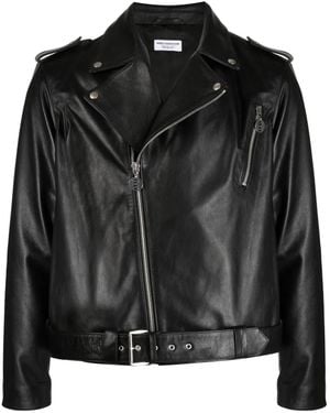 Honey Fucking Dijon Slogan-Print Leather Biker Jacket - Black