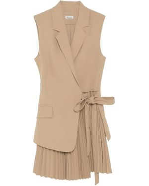open lace back dress Simkhai Maggy Pleated Mini Dress in White main image 0