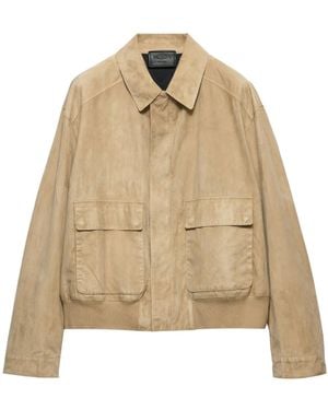 Prada Suede Bomber Jacket - Natural