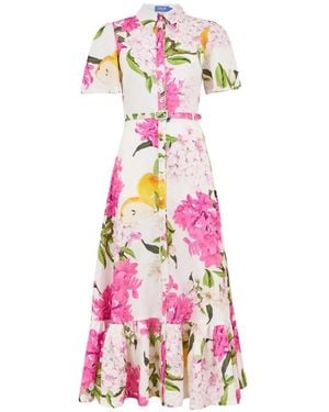 LEO LIN Becca Floral Ruffled-Detail Midi Dress - Pink