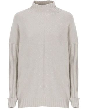 Panicale Ribbed Paillettes-detail Jumper - White