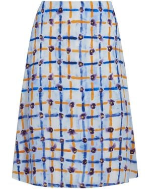 Marni Saraband Print Midi Skirt - Blue