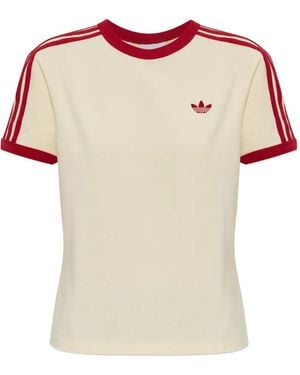 adidas 3 Stripes Slim Fit Striped-Details T-Shirt - Pink
