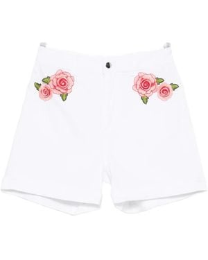 Blugirl Blumarine Floral-Patch Shorts - White