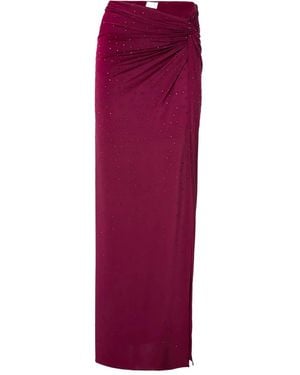 ANDAMANE Zohra Crystal Draped Knot Maxi Skirt - Purple