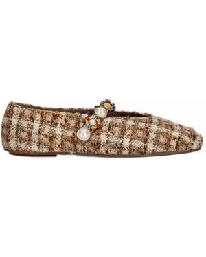 Jeffrey Campbell Amarissa Embellished Tweed Ballet Flats - White