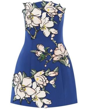 LEO LIN Vestido corto Zaria con motivo floral - Azul