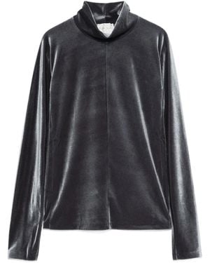 forte_forte Roll-Neck Velvet T-Shirt - Black