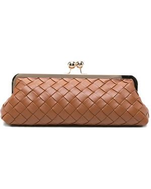 Twinset Woven Kiss-Lock Clutch Bag - Brown