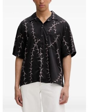 Vans Thorn-Print Short-Sleeve Shirt - Black