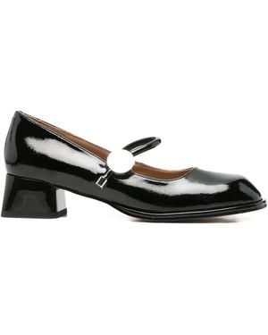 Linda Baumann Patent-Finish Court Shoes - Black