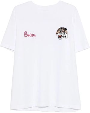 Evisu Tiger Cotton T-Shirt - White